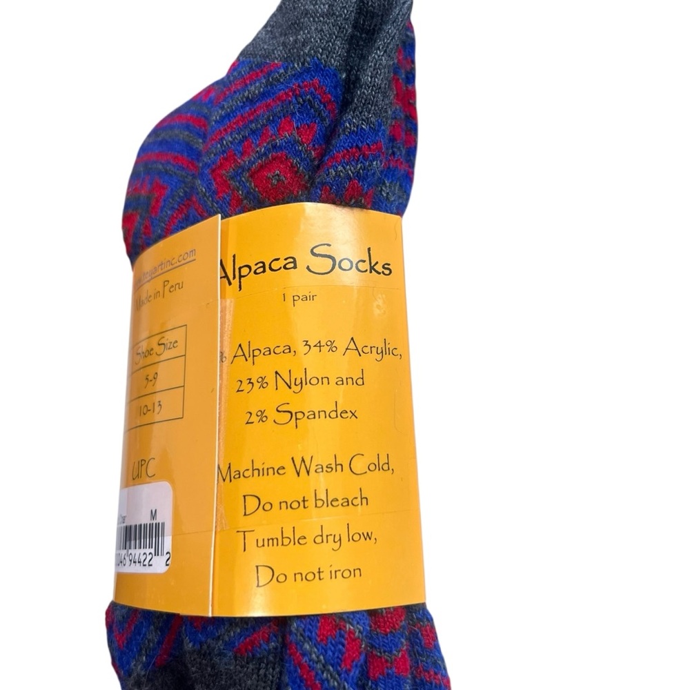Alpaca Arte Alpaca Blend Socks Men’s Deco Char Print NEW - Picture 4 of 5